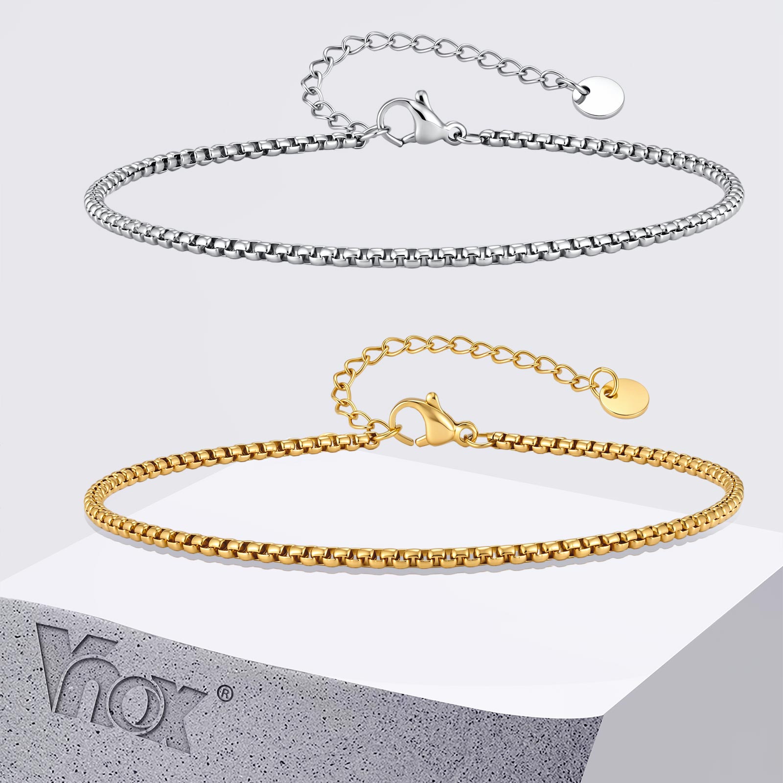 Jc Jewelry & Watches Photos - Vnox roestvrijstalen box chain link enkelbandje