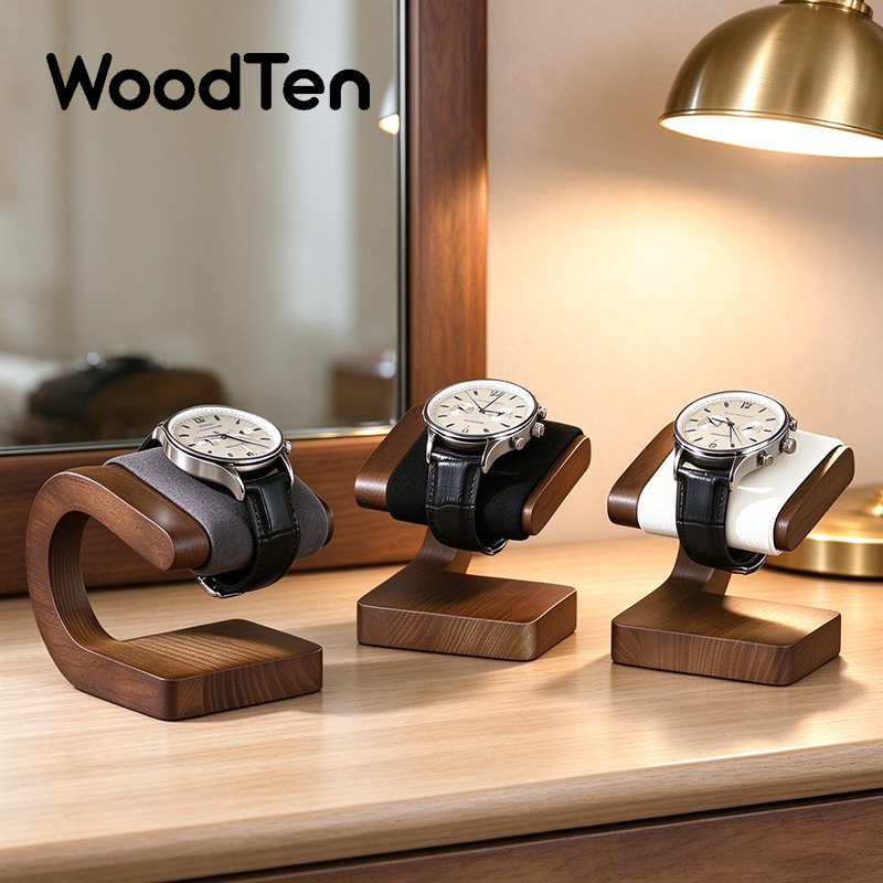 Jewelry And Watches Inc - WoodTen Nieuwe Horlogestandaard Display Prop Walnoot